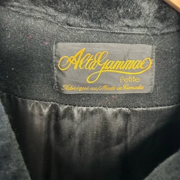 Long Over Coat Premium Virgin Wool Cashmere Faux Fur Collar Black Large Petite - Picture 4 of 9